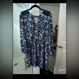 Navy blue medium flower print  dress